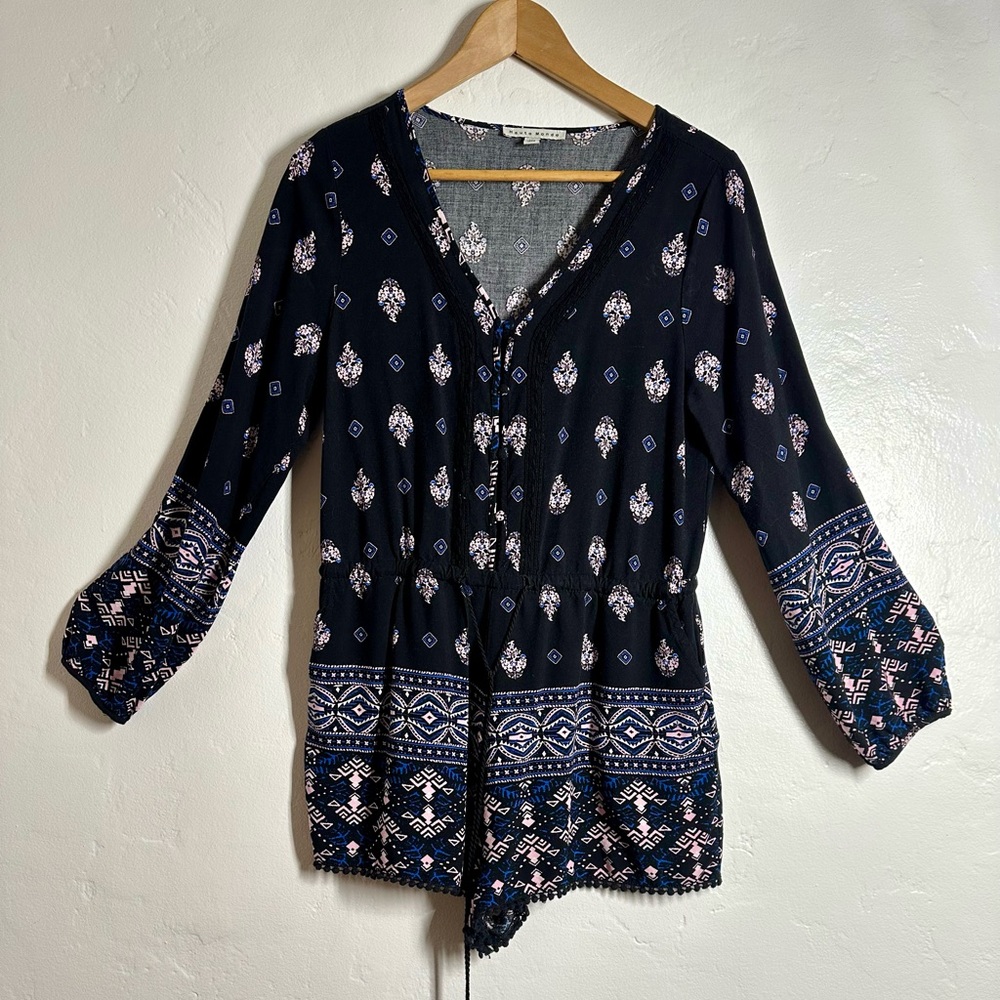 Haute Monde Black and White Patterned Romper